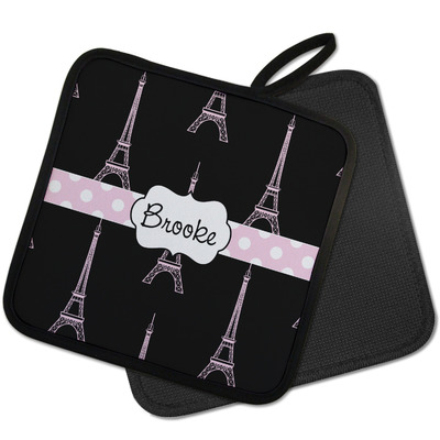 Black Eiffel Tower Pot Holder w/ Name or Text