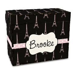 Black Eiffel Tower Wood Recipe Box - Full Color Print (Personalized)