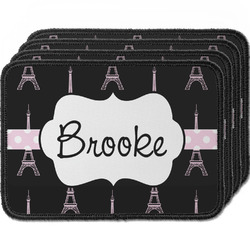Black Eiffel Tower Iron On Rectangle Patches - Set of 4 w/ Name or Text
