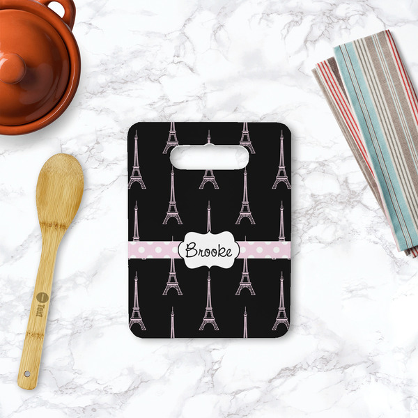 Black Eiffel Tower Rectangle Trivet with Handle - LIFESTYLE