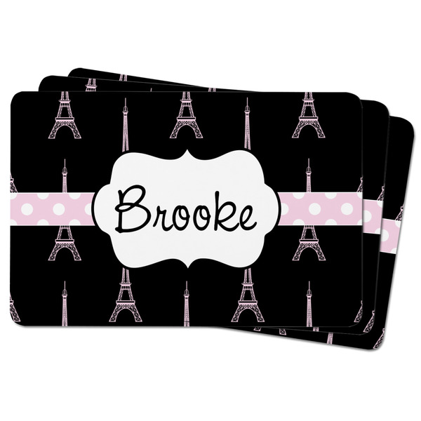 Black Eiffel Tower Rectangular Fridge Magnet - THREE