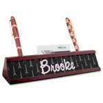 Black Eiffel Tower Red Mahogany Nameplate with Business Card Holder (Personalized)