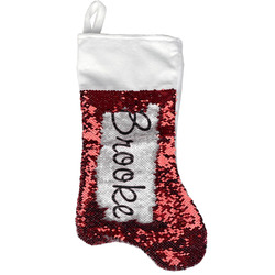 Black Eiffel Tower Reversible Sequin Stocking - Red (Personalized)