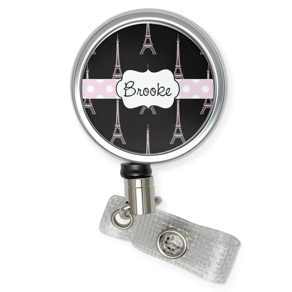 Custom Black Eiffel Tower Retractable Badge Reel (Personalized)