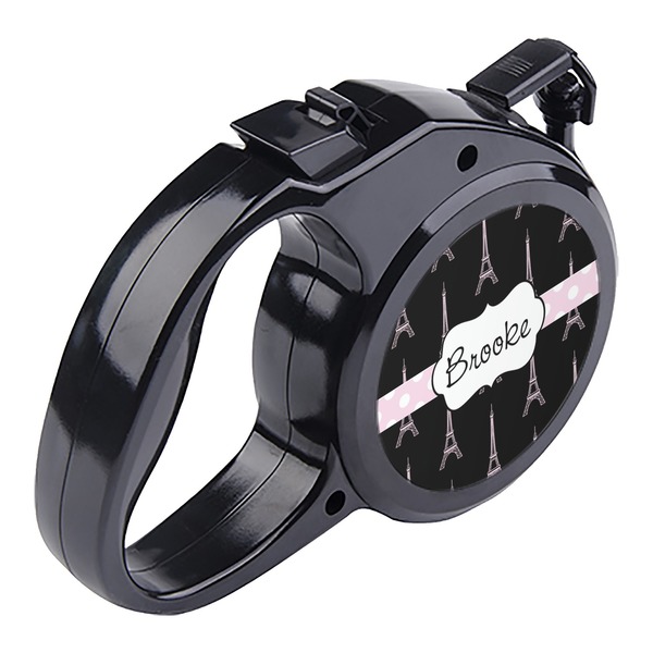 Black Eiffel Tower Retractable Dog Leash - Angle