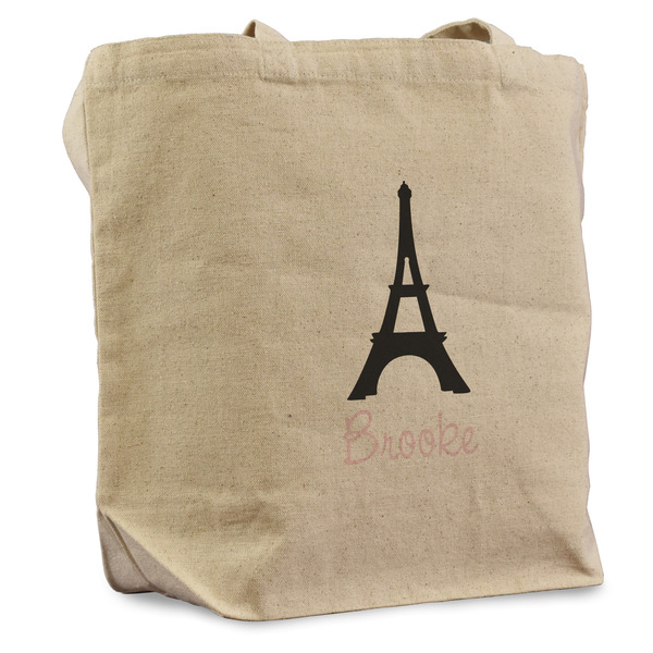 Custom Black Eiffel Tower Reusable Cotton Grocery Bag (Personalized)