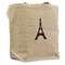 Black Eiffel Tower Reusable Cotton Grocery Bag - Front View