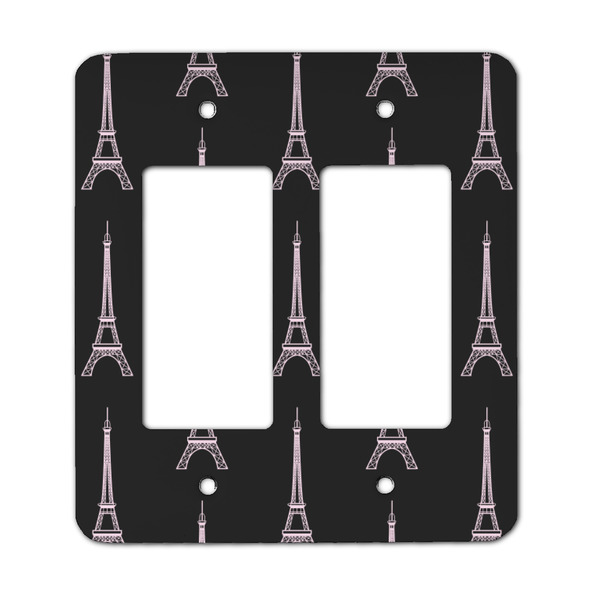 Custom Black Eiffel Tower Rocker Style Light Switch Cover - Two Switch
