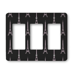 Black Eiffel Tower Rocker Style Light Switch Cover - Three Switch