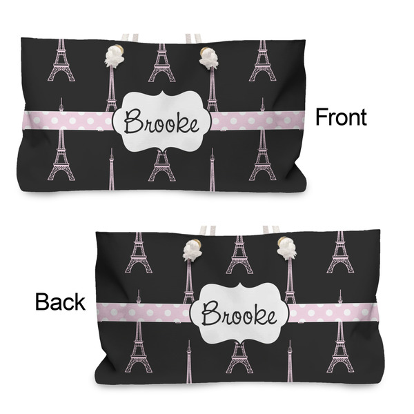 Black Eiffel Tower Large Rope Tote - From & Back View