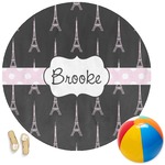 Black Eiffel Tower Round Beach Towel (Personalized)