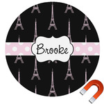 Black Eiffel Tower Round Car Magnet - 10" (Personalized)