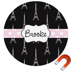 Black Eiffel Tower Round Car Magnet - 10" (Personalized)