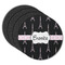 Black Eiffel Tower Round Rubber Backed Coasters - Set of 4 (Personalized)
