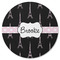 Black Eiffel Tower Round Rubber Backed Coaster (Personalized)