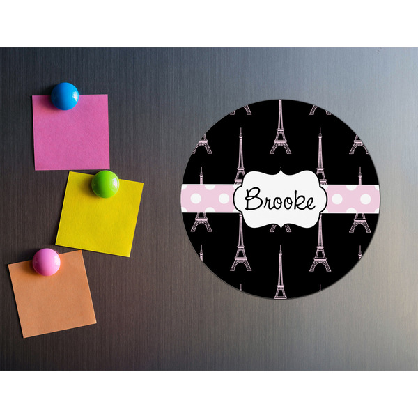 Black Eiffel Tower Round Fridge Magnet - LIFESTYLE