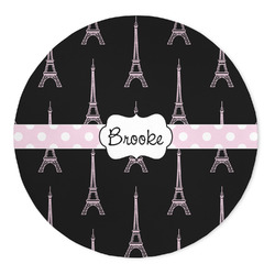 Black Eiffel Tower 5' Round Indoor Area Rug (Personalized)