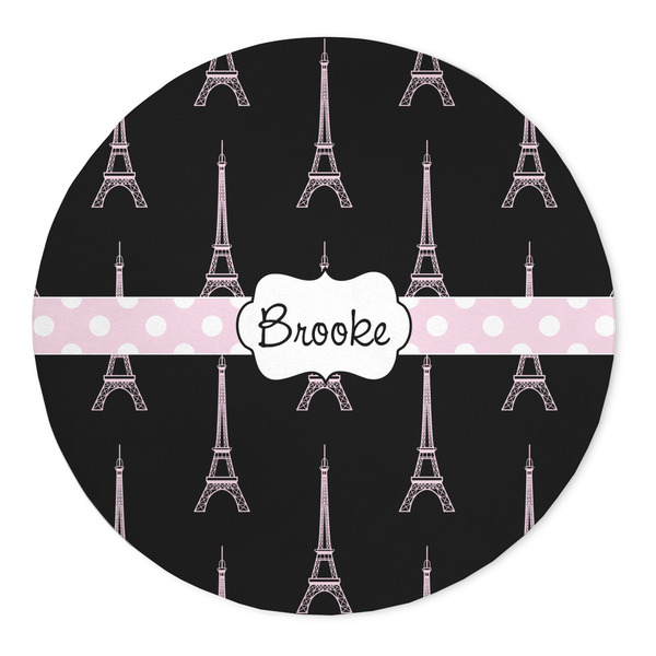 Custom Black Eiffel Tower 5' Round Indoor Area Rug (Personalized)