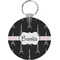 Black Eiffel Tower Round Plastic Keychain (Personalized)