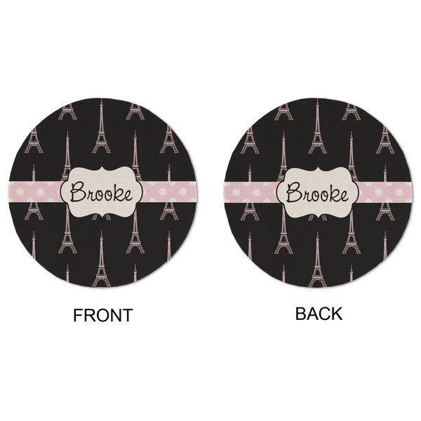 Black Eiffel Tower Round Linen Placemats - APPROVAL (double sided)