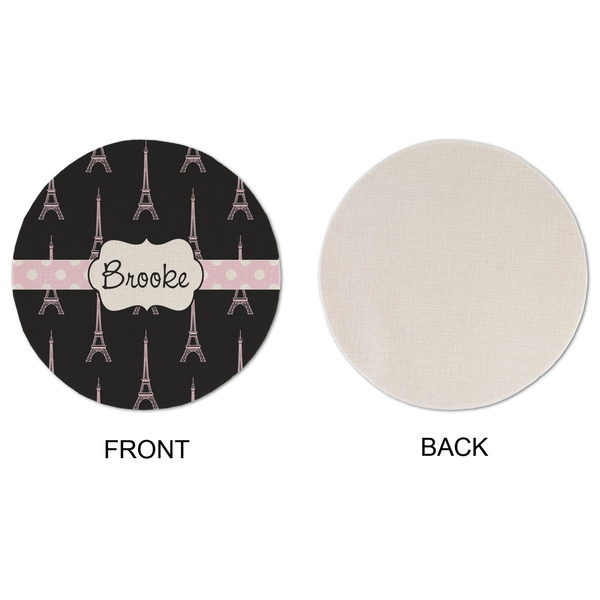 Black Eiffel Tower Round Linen Placemats - APPROVAL (single sided)