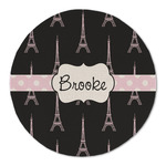 Black Eiffel Tower Round Linen Placemat (Personalized)