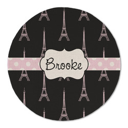 Black Eiffel Tower Round Linen Placemat (Personalized)
