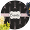 Black Eiffel Tower Round Linen Placemats - Front (w flowers)