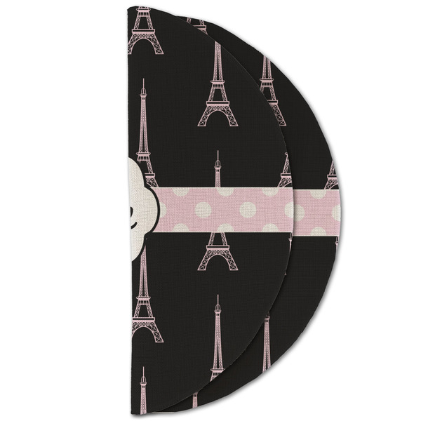 Black Eiffel Tower Round Linen Placemats - HALF FOLDED (double sided)