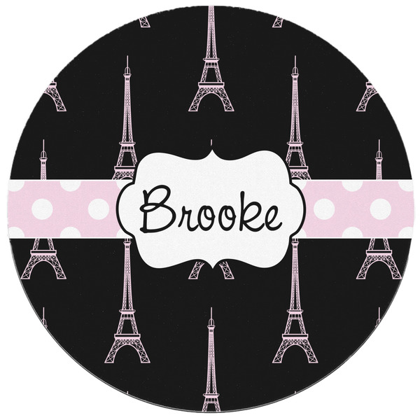 Black Eiffel Tower Round Mousepad - APPROVAL