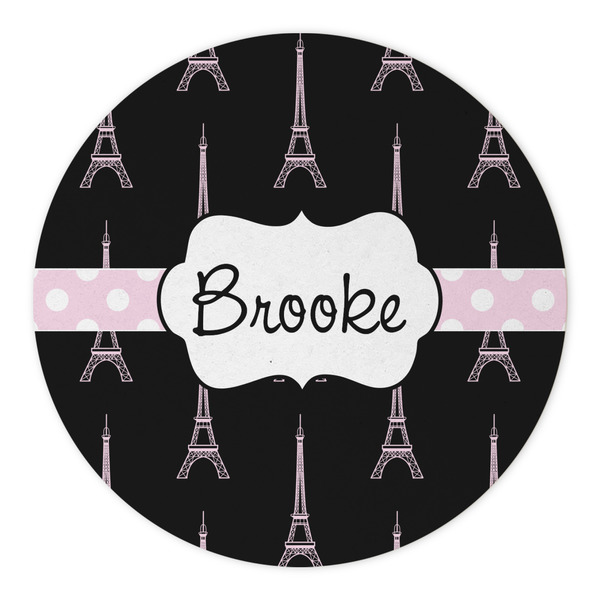 Black Eiffel Tower Round Paper Coaster - Approval