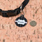 Black Eiffel Tower Round Pet ID Tag - Small - In Context