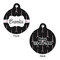 Black Eiffel Tower Round Pet Tag - Front & Back