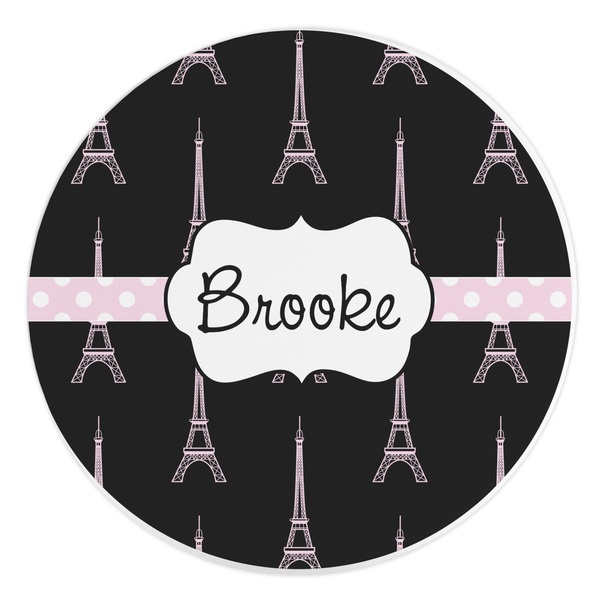Custom Black Eiffel Tower Round Stone Trivet (Personalized)