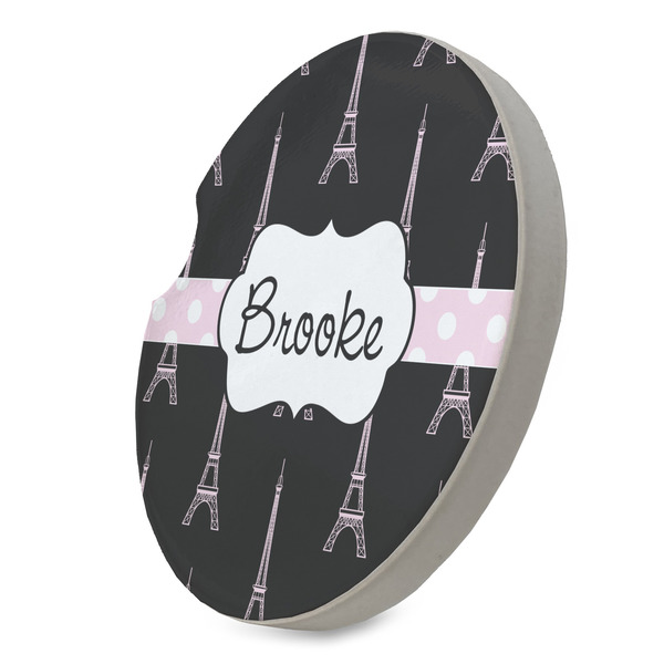 Black Eiffel Tower Sandstone Car Coaster - STANDING ANGLE