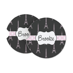 Black Eiffel Tower Sandstone Car Coasters (Personalized)