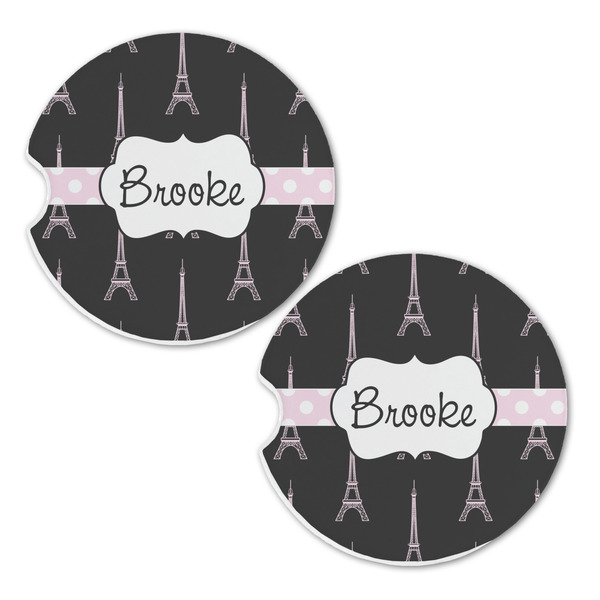 Black Eiffel Tower Sandstone Car Coasters - Set of 2