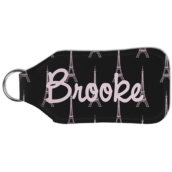 Black Eiffel Tower Sanitizer Holder Keychain - Large (Back)