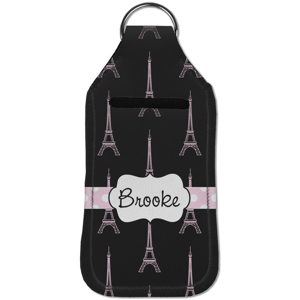 Black Eiffel Tower Sanitizer Holder Keychain - Large (Front)
