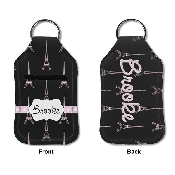 Black Eiffel Tower Sanitizer Holder Keychain - Small APPROVAL (Flat)