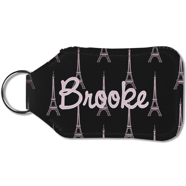 Black Eiffel Tower Sanitizer Holder Keychain - Small (Back)