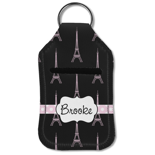 Black Eiffel Tower Sanitizer Holder Keychain - Small (Front Flat)