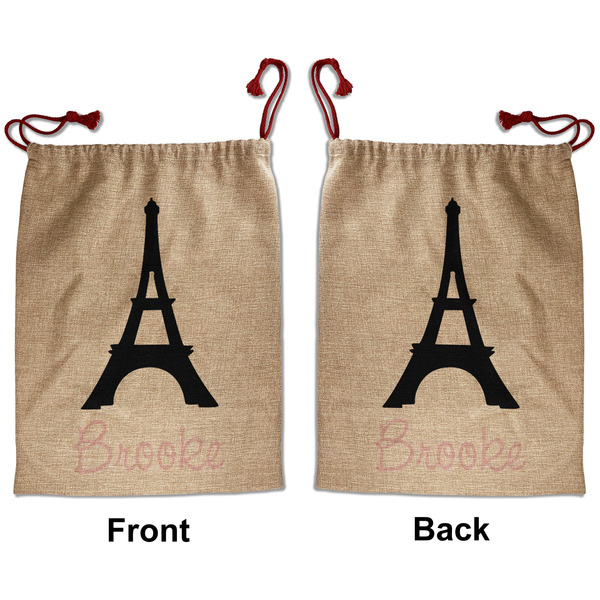 Custom Black Eiffel Tower Santa Sack - Front & Back (Personalized)