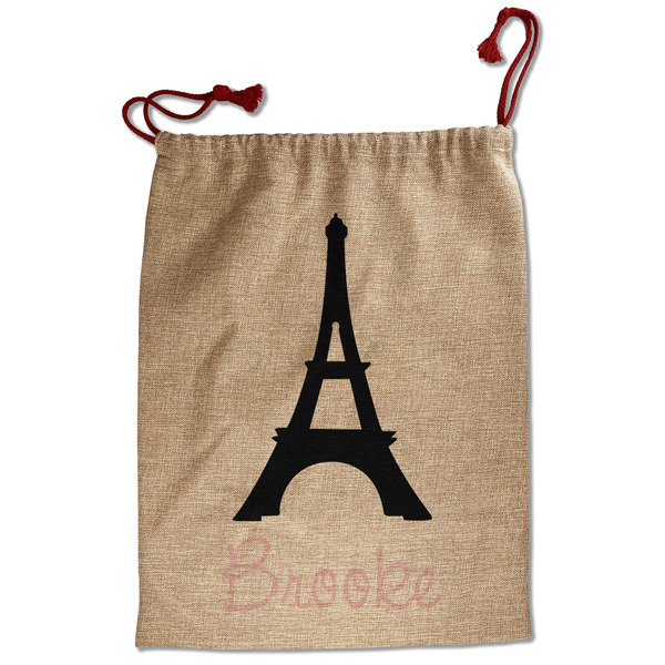 Custom Black Eiffel Tower Santa Sack - Front (Personalized)