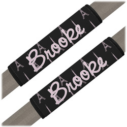 Black Eiffel Tower Seat Belt Covers (Set of 2) (Personalized)