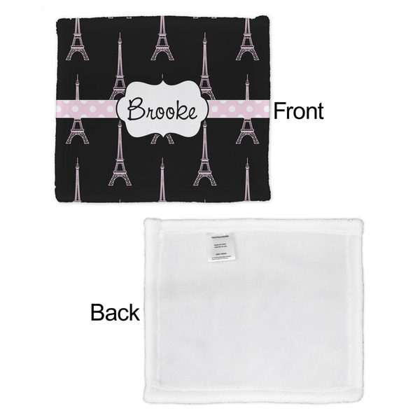 Black Eiffel Tower Security Blanket - Front & White Back View
