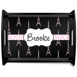 Black Eiffel Tower Black Wooden Tray - Large (Personalized)