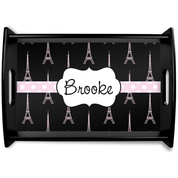 Custom Black Eiffel Tower Black Wooden Tray - Small (Personalized)