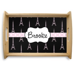 Black Eiffel Tower Natural Wooden Tray - Small (Personalized)