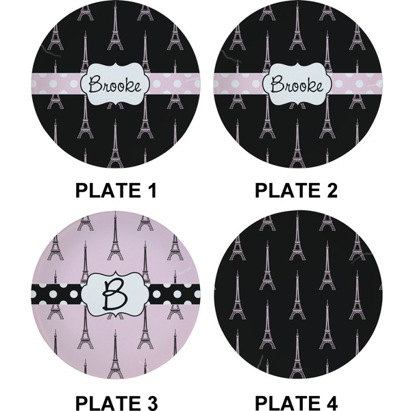 Black Eiffel Tower Set of Appetizer / Dessert Plates (Approval)